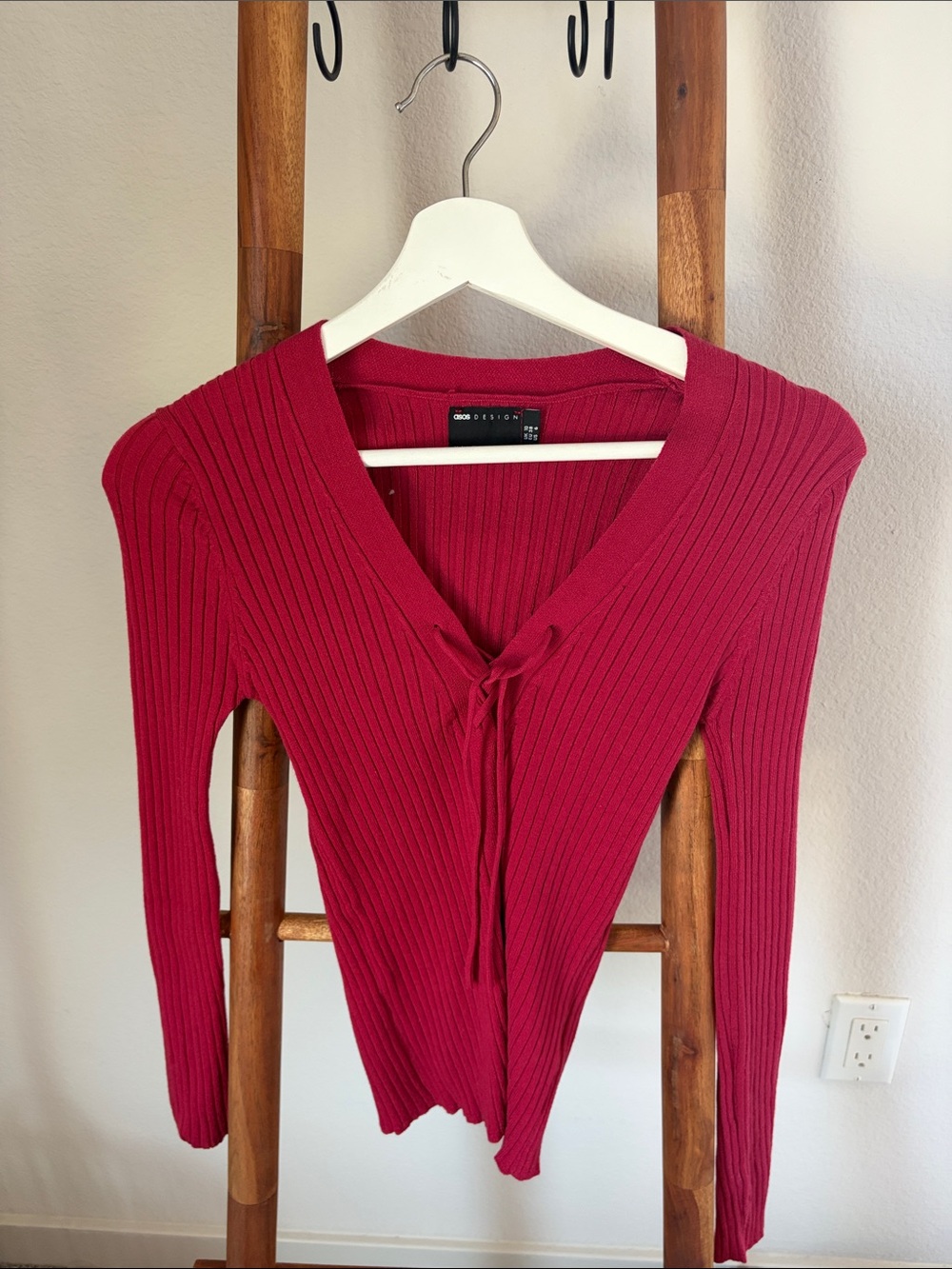 ASOS Ribbed V-Neck Tie-Front Sweater